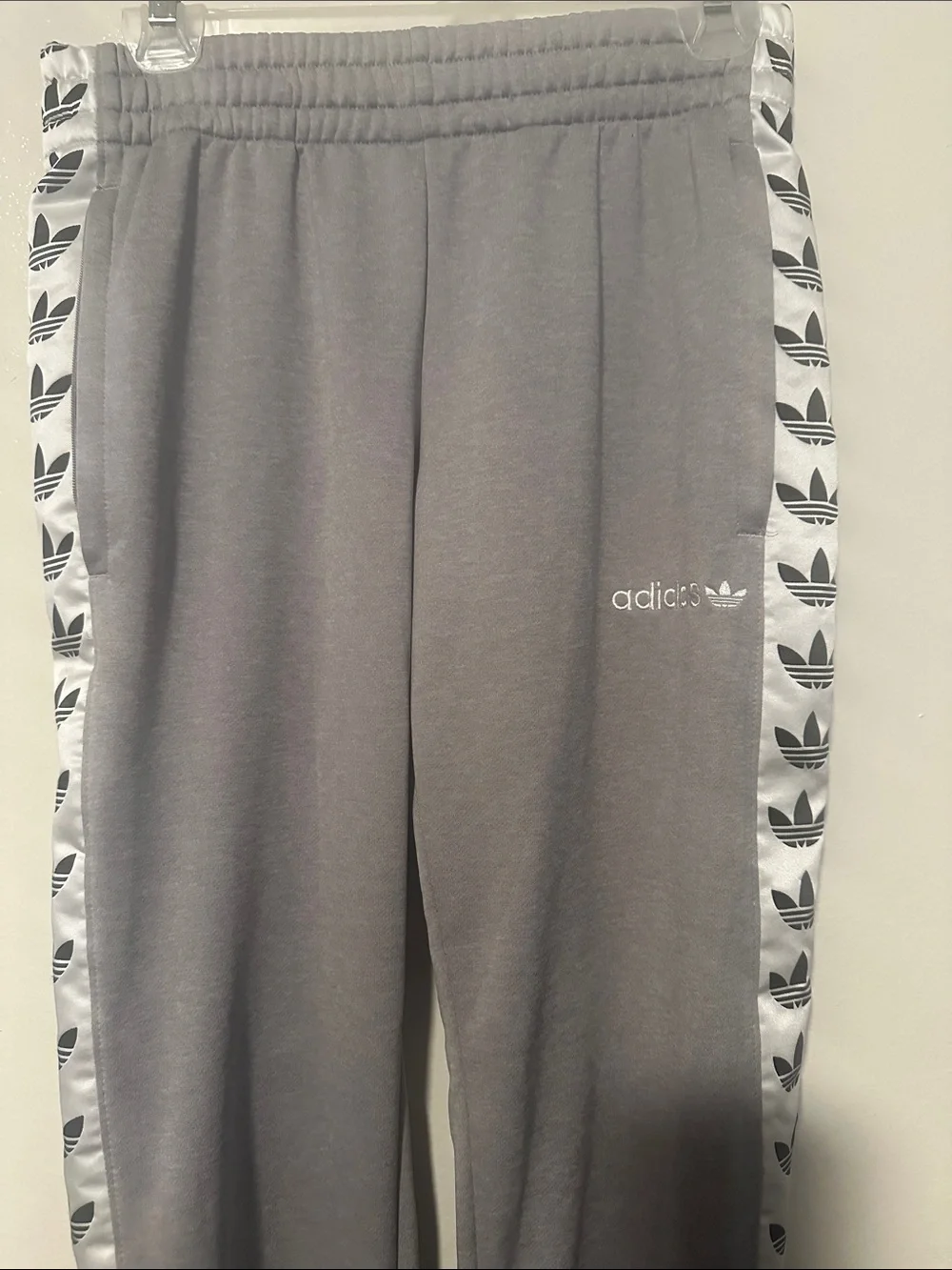 adidas Kids Gray Joggers with White Trefoil Tape